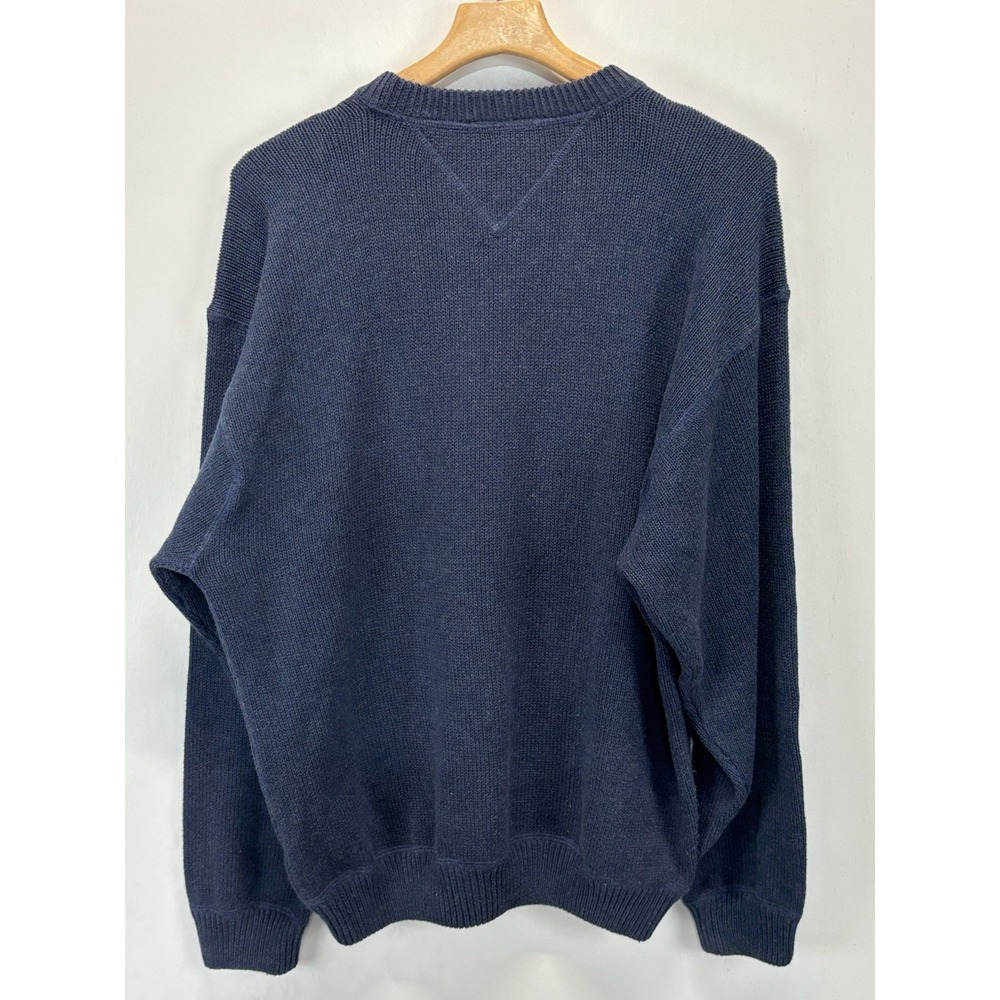 Vtg Tommy Hilfiger Sweater Sz Large Men's Blue Cotton Crest 90s Y2K - Picture 3 of 5